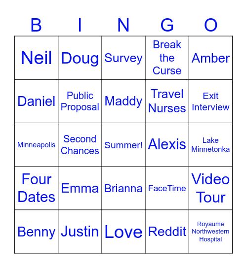Just For the Summer Bingo Card