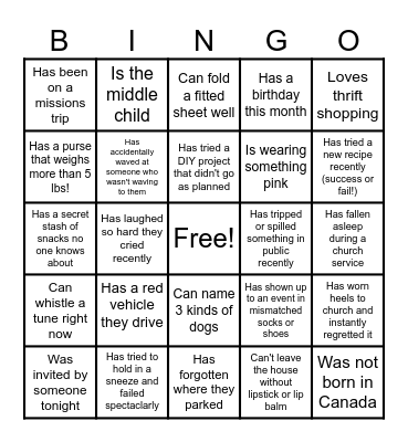 Find Someone Who Bingo Card