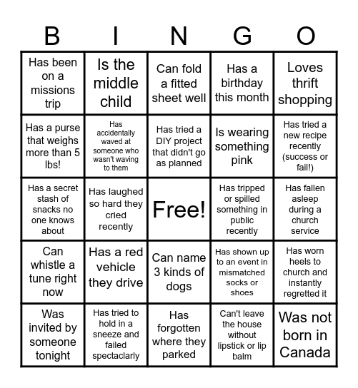 Find Someone Who Bingo Card
