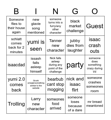 Isaacwhy ltlvc 2025 july Bingo Card