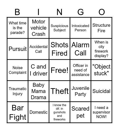 4th of July Bingo Card