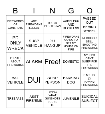 4TH OF JULY BINGO Card