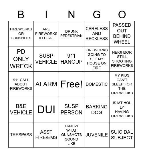4TH OF JULY BINGO Card