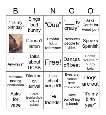 Ben’s Birthday Bingo Card