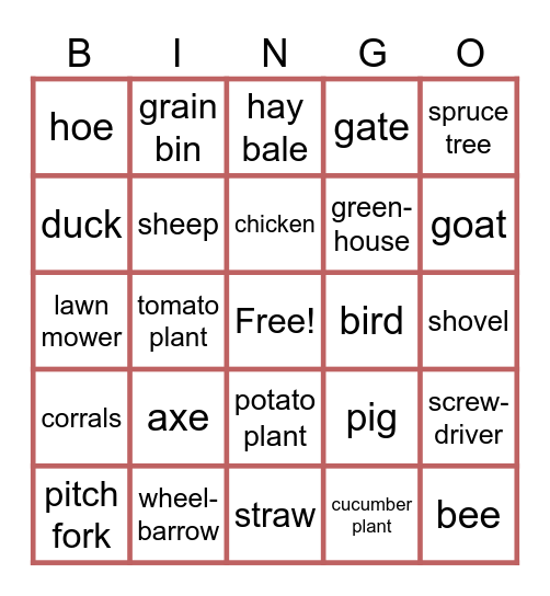 FARM BINGO Card