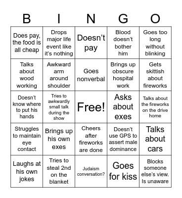 The 4th of July Date Bingo Card