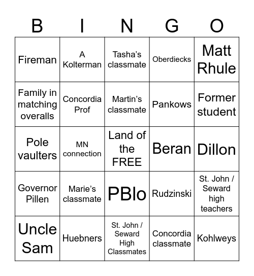 Seward 4th of July 2025 Bingo Card