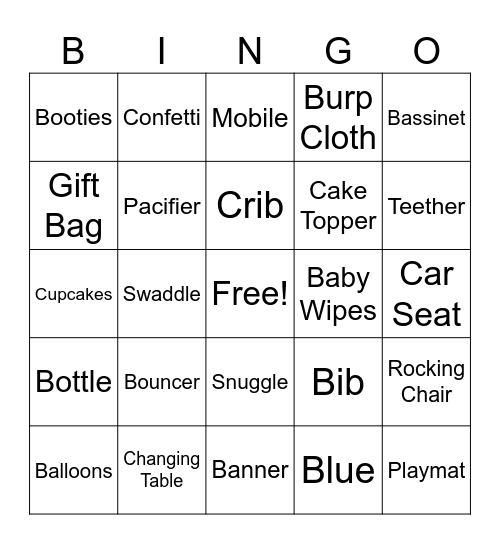 Baby Shower Bingo Card