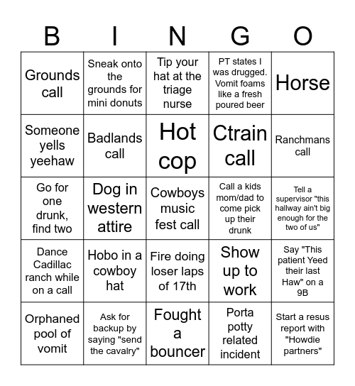 STAMPEDE BINGO Card