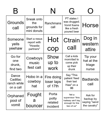 STAMPEDE BINGO Card