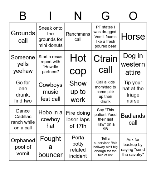 STAMPEDE BINGO Card