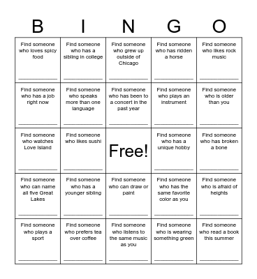 ENG062 Bingo Card
