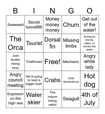 Jaws 50th Anniversary Bingo Card