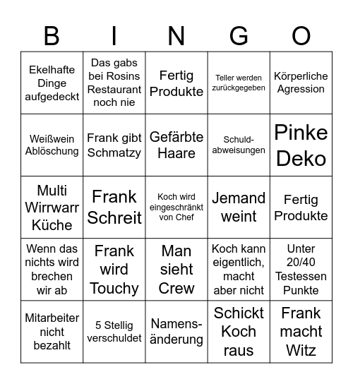 Frank Rosen Bingo Card