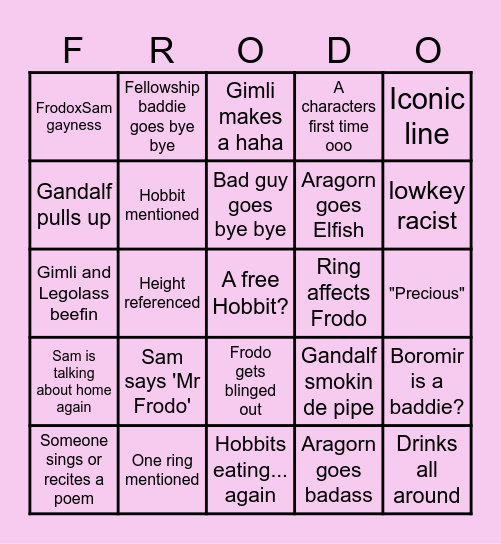 hobbit hobbit hobbit Bingo Card