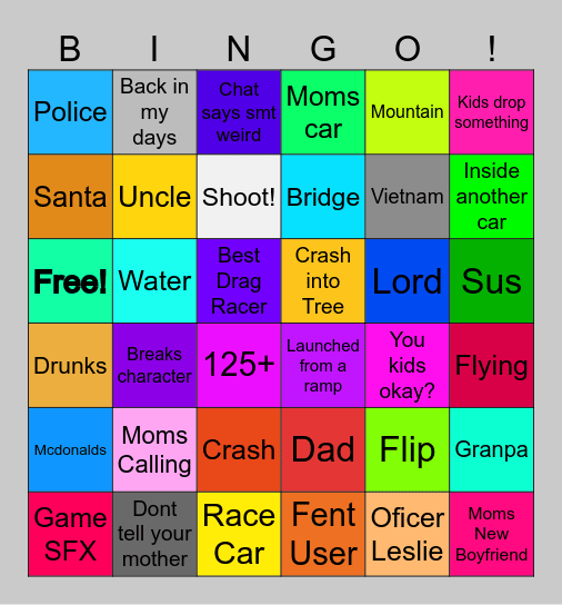 Jaiden Williams BeamNG BINGO Card