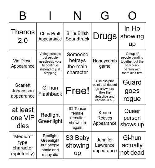 Squidgame S4 Bingo Card