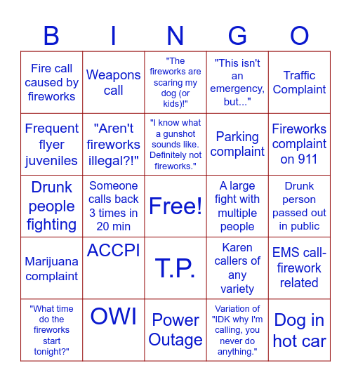FOURTH OF JULY WEEKEND BINGO Card