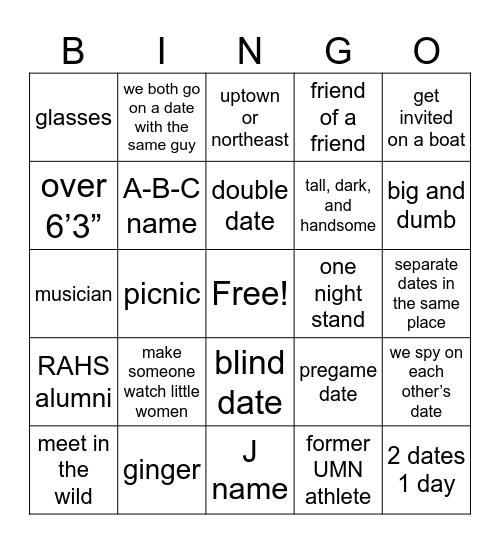 grolly’s summer of hinge Bingo Card