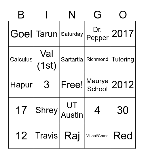 Untitled Bingo Card