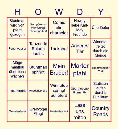 Karl-May Spiele Bad Segeberg Bingo Card