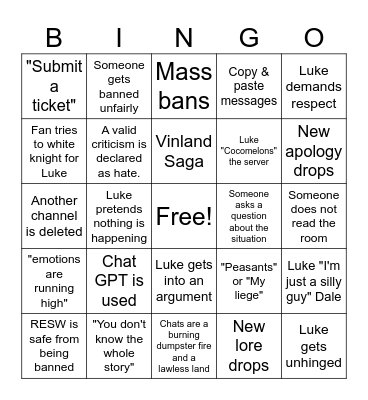 Clowndemort's downfall 2025 Bingo Card
