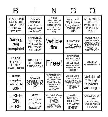 4TH OF JULY DISPATCH BINGO Card