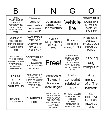 4TH OF JULY DISPATCH BINGO Card
