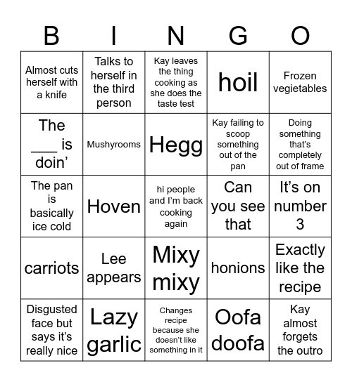 Put it in the foven Bingo Card