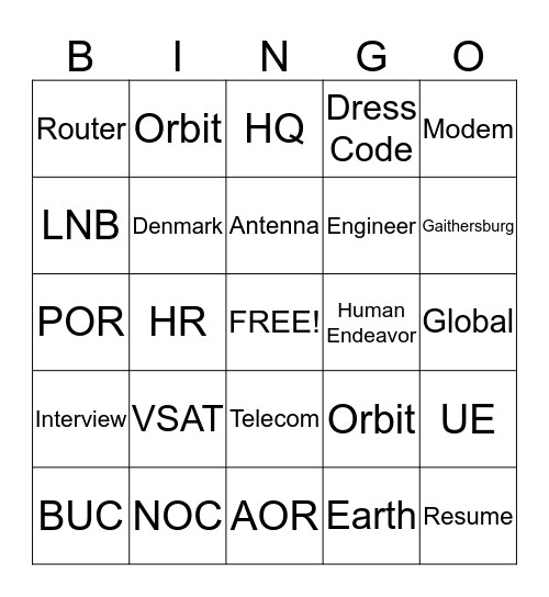 UltiSat Bingo Card