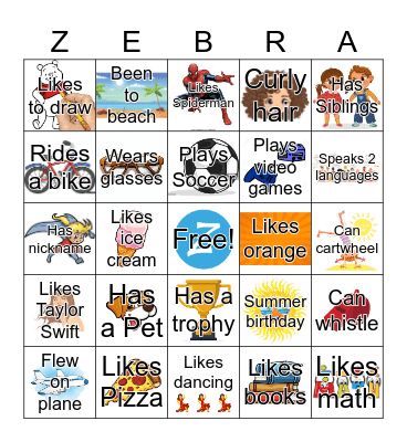 All About Me Bingo Card