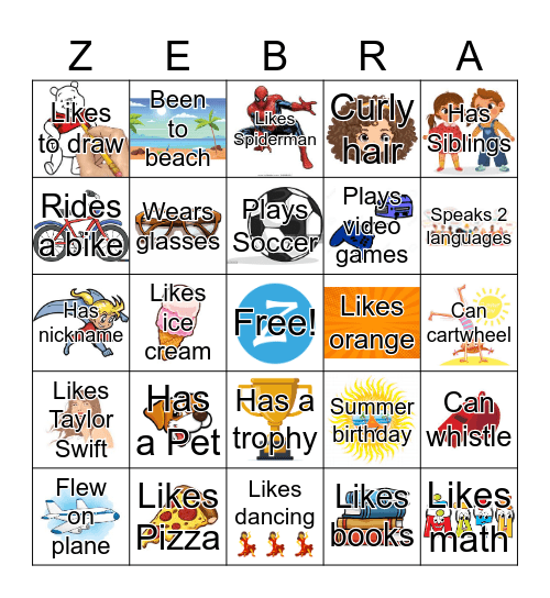 All About Me Bingo Card