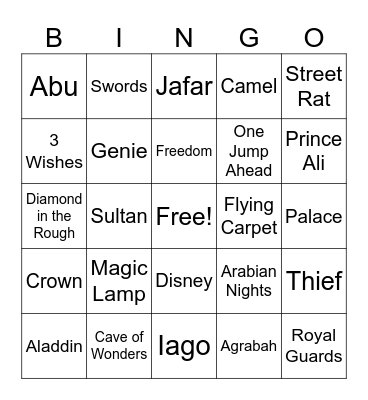 Aladdin Bingo! Bingo Card