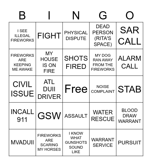 4th of July Bingo Card
