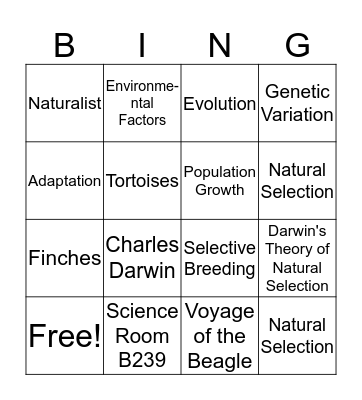 7th Grade Science Room B239 Bingo Card