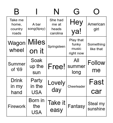 4th of July Bingo Card