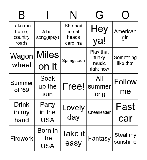 4th of July Bingo Card