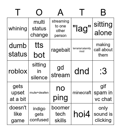 vc bingo Card