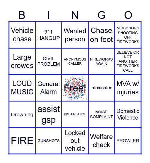 4TH OF JULY 911 Bingo Card