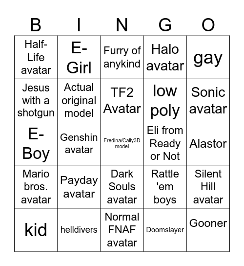 VRChat Bingo Card