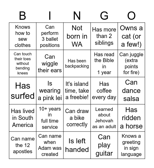 Noche Tropical Bingo Card