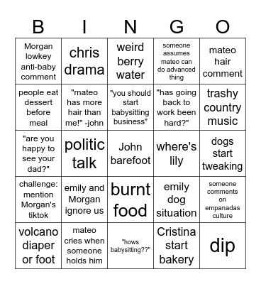 4th 😔 Bingo Card