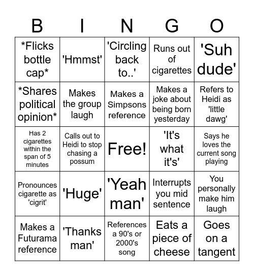 Max Bingo Card