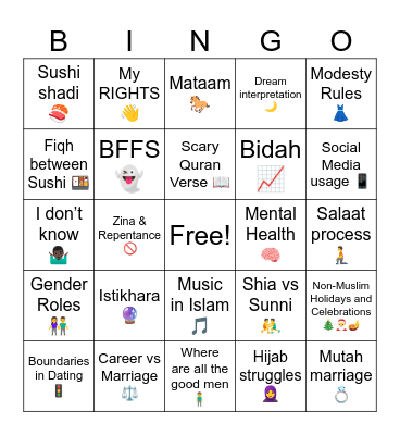 Q&A Bingo Card