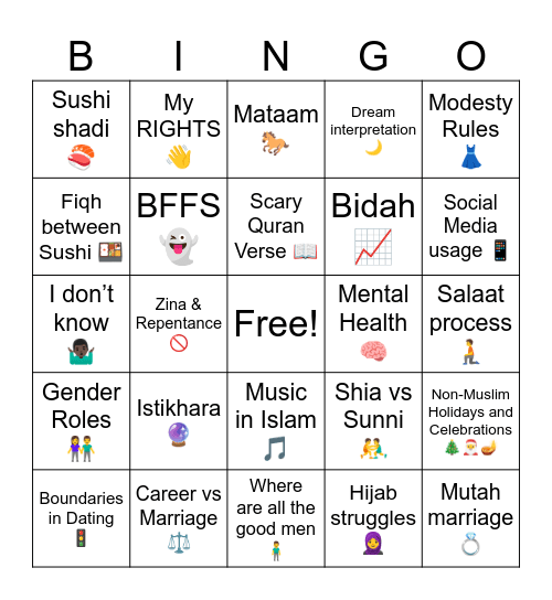 Q&A Bingo Card
