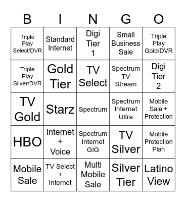 Spectrum Bingo Card