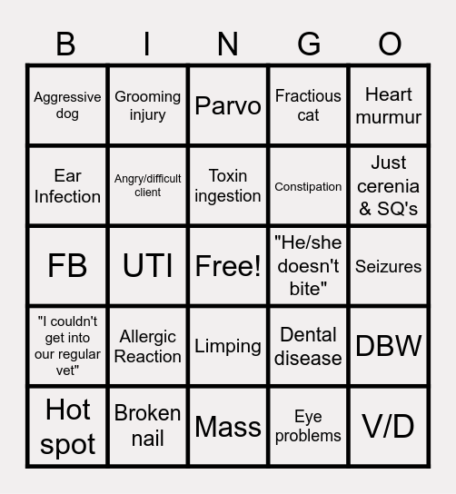 Saturday Bingo Card