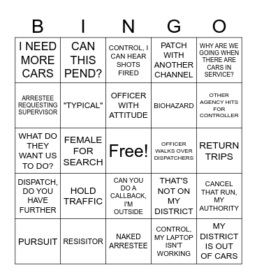 CONTROL BINGO Card