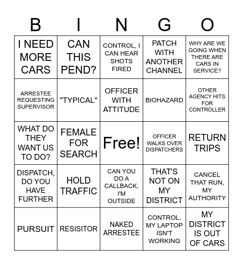 CONTROL BINGO Card