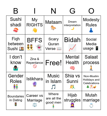 Q&A Bingo Card